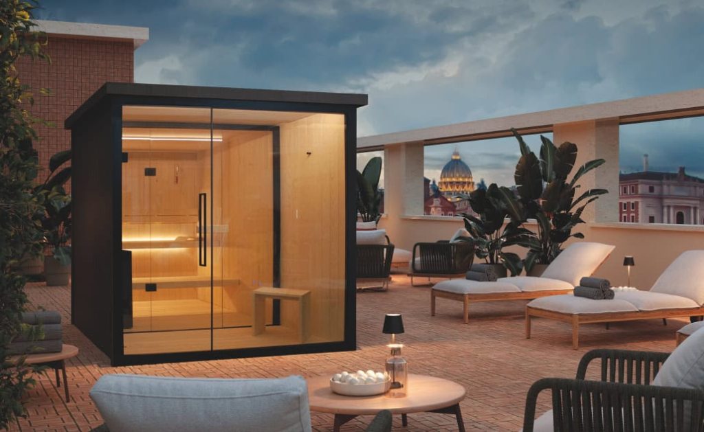 sauna per esterno, sauna terrazza